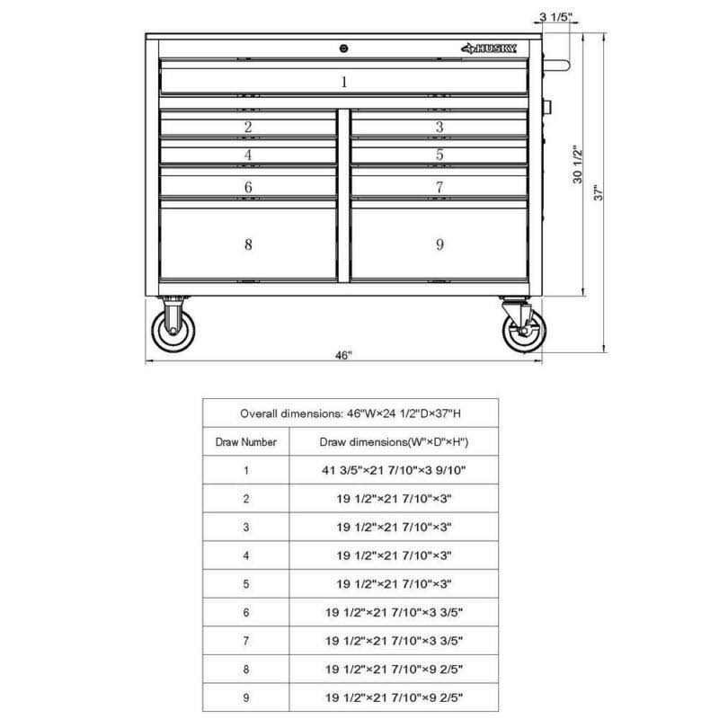 Husky 46 in. W x 24.5 in. D 9-Drawer Mobile Workbench with Solid Wood Top in - Image 10