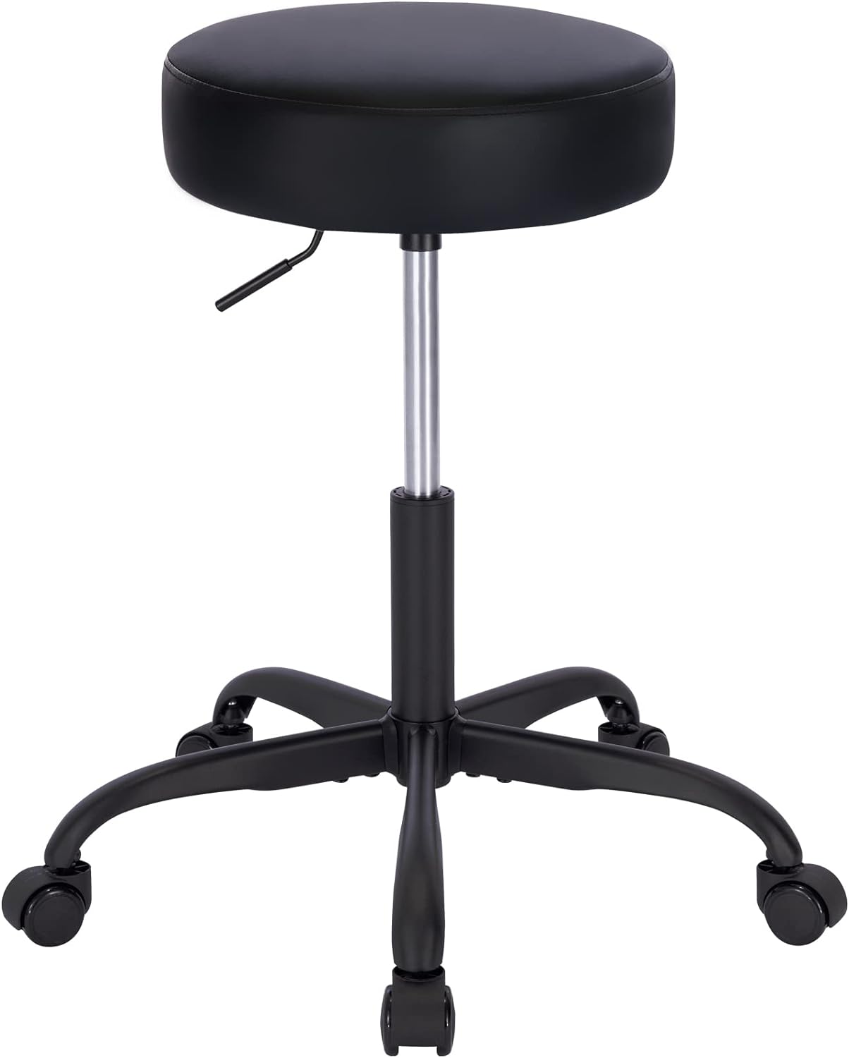 SUPERJARE Drafting Chair with Back, Adjustable Foot Rest Rolling Stool, Multi-Purpose Office Desk Chair, Thick Seat Cushion for Home Bar Kitchen Shop – Black - Image 3