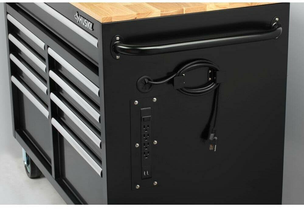 Husky 46 in. W x 24.5 in. D 9-Drawer Mobile Workbench with Solid Wood Top in - Image 9