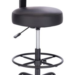 SUPERJARE Drafting Chair with Back, Adjustable Foot Rest Rolling Stool, Multi-Purpose Office Desk Chair, Thick Seat Cushion for Home Bar Kitchen Shop – Black