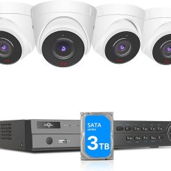 Alternative view of Hiseeu 5MP PoE Security Camera System with 3TB Hard Drive,8 Channel 5MP NVR Security System with 4pcs Dome PoE IP Camera for Home Security,Night Vision,IP66 Waterproof,1-Way Audio
