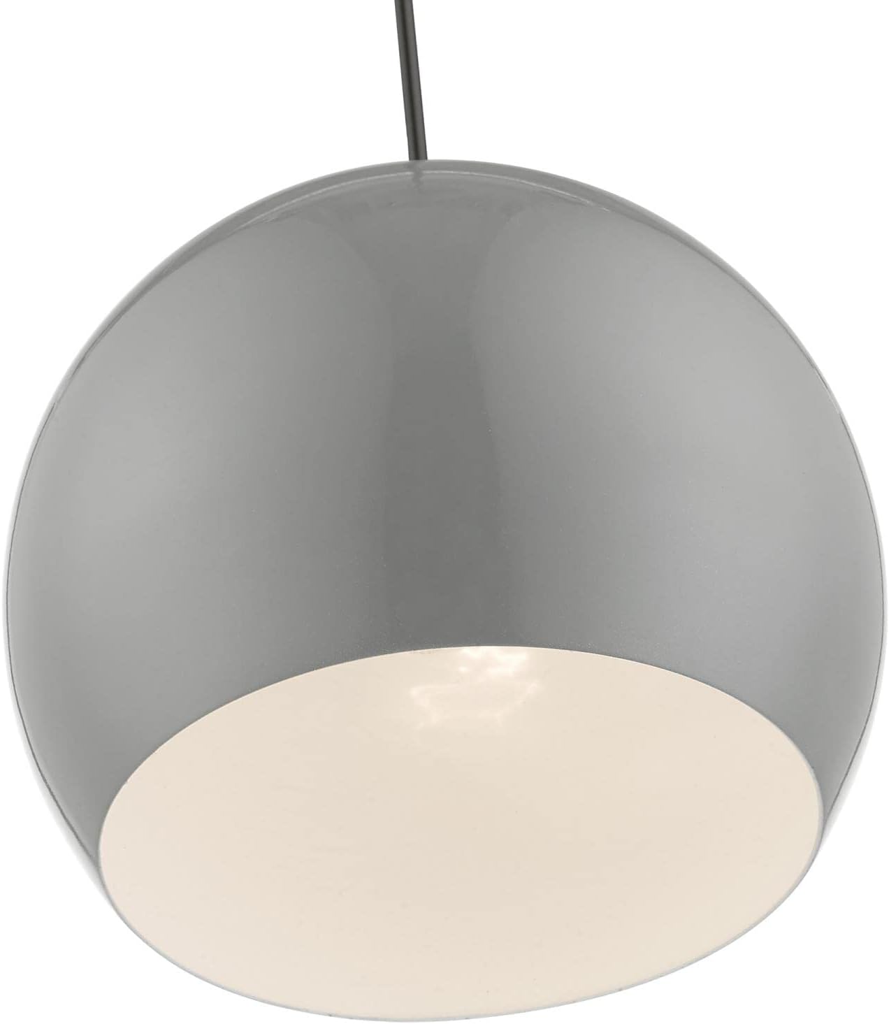 Livex Lighting Piedmont – 1 Light Globe Pendant in Industrial Style-15 Inches Tall and 10 Inches Wide-Shiny Light Gray/Polished Chrome - Image 5