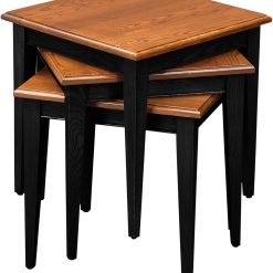 Leick Stacking Table Set, Black and Medium Oak