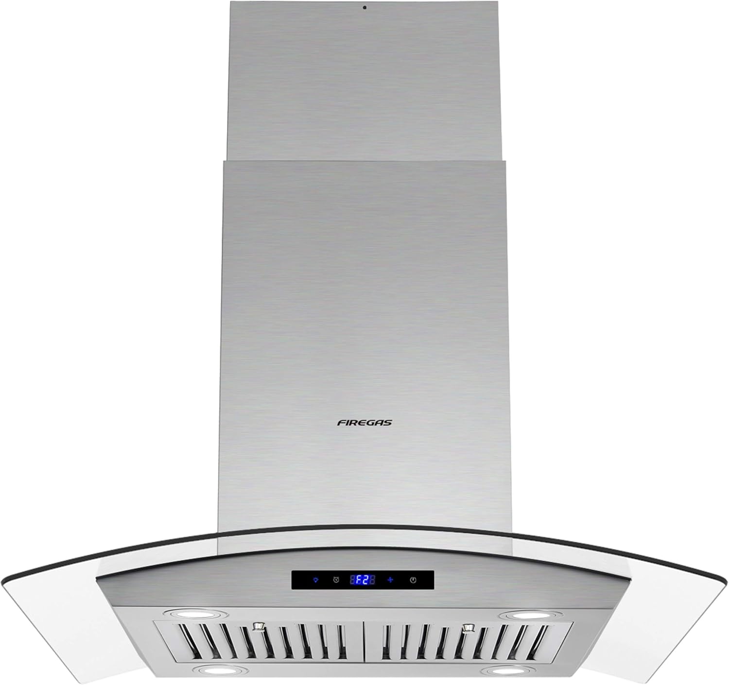 FIREGAS Island Range Hood 36 inch 450 CFM with Chimney,Tempered Glass,4 LED Lights,3 Speed Fan,Touch Control,Permanent Filter,Charcoal Filter,Stainless Steel,Island Mount,Ceiling Mount - Image 10