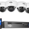 Hiseeu 5MP PoE Security Camera System with 3TB Hard Drive,8 Channel 5MP NVR Security System with 4pcs Dome PoE IP Camera for Home Security,Night Vision,IP66 Waterproof,1-Way Audio