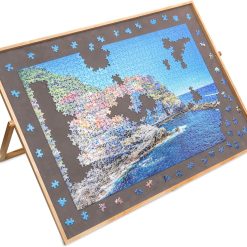 Lavievert Adjustable Wooden Puzzle Board Easel, Portable Tilting Puzzle Table with Non-Slip Flannelette Work Surface for Puzzles Up to 1,500 Pieces